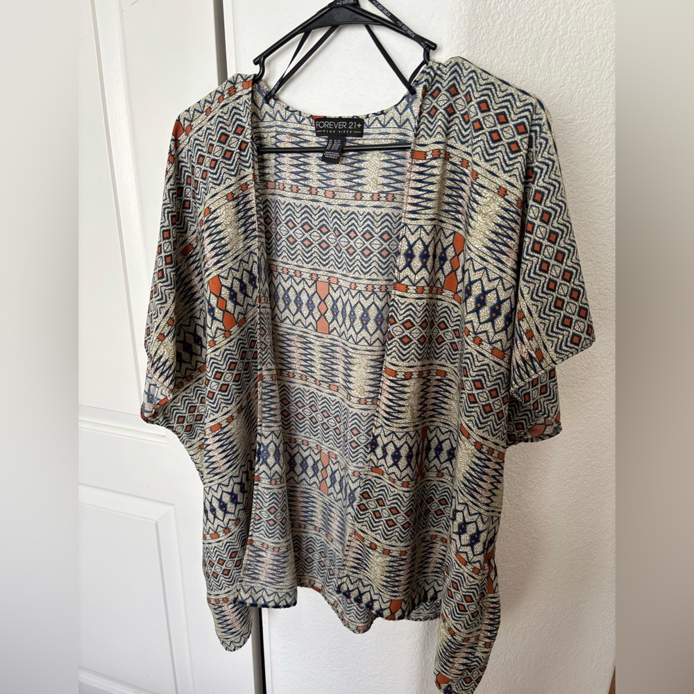 Forever 21 Multicolor Patterned Open-Front Kimono
